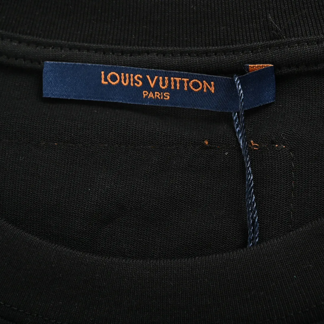 Louis Vuitton/Louis Vuitton 24ss presbyopic leather label fake pocket short sleeves
